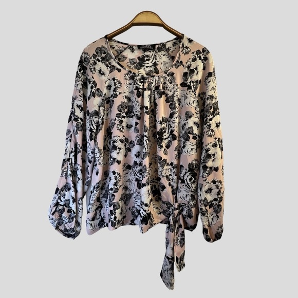 Sale Robin Women’s Blouse S/M Pink Floral Print Long Sleeves - Picture 2 of 10